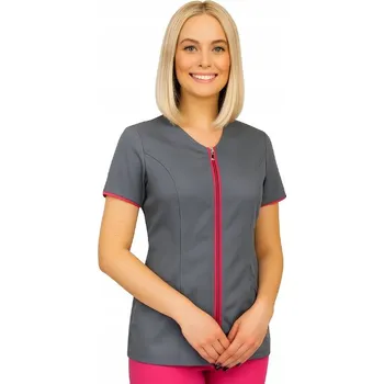Tunika/Žaket lékařský/kosmetický na zip šedá/amarantová vel. 50