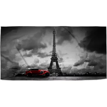 Osuška Sablio Ručník Eiffelova věž a červené auto - 30x50 cm