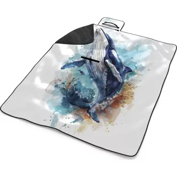 deka Sablio Plážová deka Akvarelová velryba: 200x140 cm