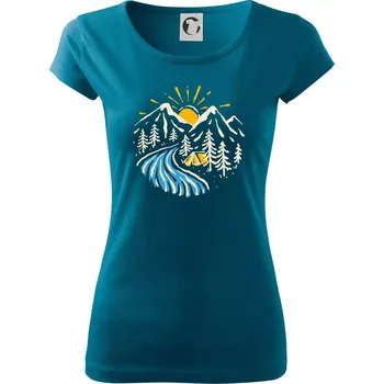 Dámské tričko Stan u řeky - Dámské triko Pure - S ( Petrolejová )