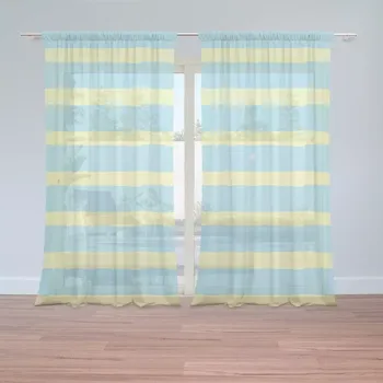 Záclona Sablio Záclony Modrožluté pruhy: 2ks 150x250cm