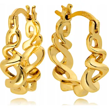 Náušnice Zlaté Náušnice 925 Velké Kroucené KRUHY Oválné Stříbro Pozlacené