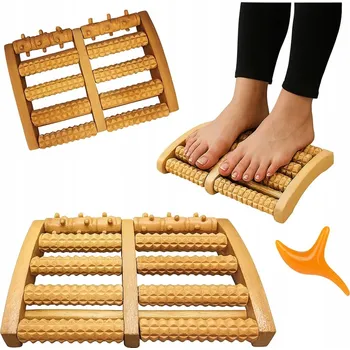 Masážní přístroj DŘEVĚNÝ MASÁŽNÍ PŘÍSTROJ NA NOHY RELAXAČNÍ S DVOJITÝM VÁLEČKEM MASÁŽ DÁREK