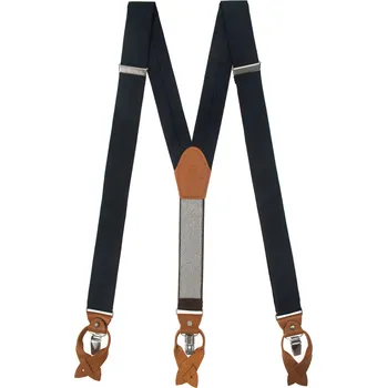 Kšandy Avantgard Šle ve tvaru Y s variabilním zapínáním na klipy nebo kožená poutka tmavě modrá, koňaková kůže 864-310369