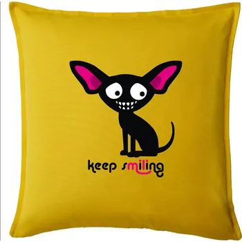 Polštář Keep smiling Čivava (Hana-creative) - Polštář 50x50 - 50x50 - Pouze potah ( Žlutá )