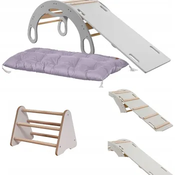 Dětská houpačka Sada Montessori kids Houpačka ,Skluzavka Lezení, mini Pikler Matrace fialová