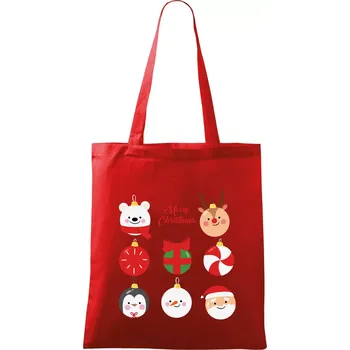 Nákupní taška Vánoční koule - Taška bavlněná - 42 x 38 cm ( Červená )