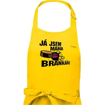 Kuchyňská zástěra Ja jsem máma bránkáře (hokej) - Dámská zástěra na vaření - Univerzální velikost ( Žlutá )