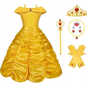 Karnevalový kostým SADA KOSTÝM PRINCEZNY ŠATY RŮŽIČKA KORUNA HALLOWEEN KOSTÝM DĚTI