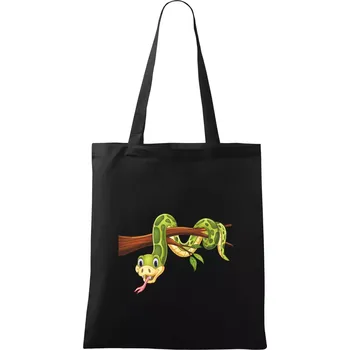 Nákupní taška Had na větvi - Taška bavlněná - 42 x 38 cm ( Černá )