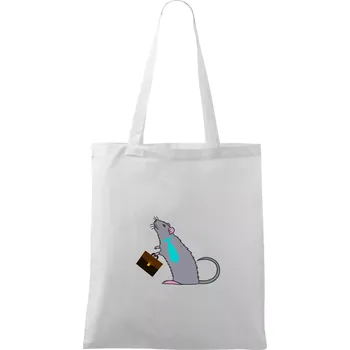 Krysa kancelářská barevná (Moňas) - Taška bavlněná - 42 x 38 cm ( Bílá )