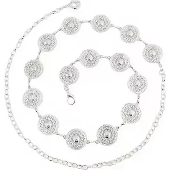 Opasek Lifestyle Ozdobný řetízkový kovový pásek Round Stříbrný