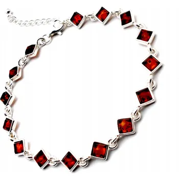 Náramek Stříbrný náramek s jantarem Biżuteria Front 2806B, 21 cm