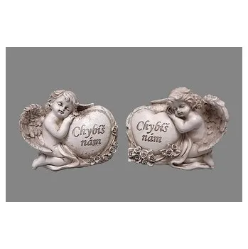 Vánoční dekorace Anděl se srdcem "Chybíš nám" 2 dr.