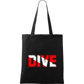 Dive nápis vlajka - Taška bavlněná - 42 x 38 cm ( Černá )