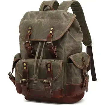 Městský batoh Canvasio outdoor kožený batoh Mountain Zelený 25L