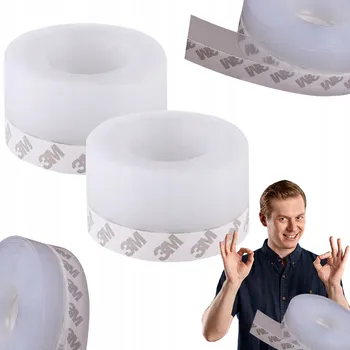 2x SILIKONOVÁ těsnicí páska těsnění do DVEŘÍ oken antyprzeciąg bílá 2000x25x45 mm