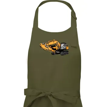 Kuchyňská zástěra Žlutý bagr z boku - Dámská zástěra na vaření - Univerzální velikost ( Khaki )