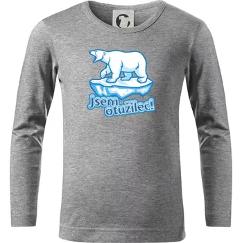 Chlapecké tričko Jsem otužilec - medvěd - Triko dětské Long Sleeve - 104-110cm / 3-4 roky ( Tmavě šedý melír )