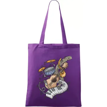 Hudební nástroje v notách - Taška bavlněná - 42 x 38 cm ( Fialová )