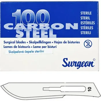 Skalpelové čepelky karbonové sterilní č. 10, 100 ks