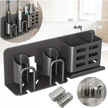 Obraz SAMOLEPICÍ DRŽÁK NA ZEĎ PRO ELEKTRICKÝ ZUBNÍ KARTÁČEK A HOLICÍ STROJEK