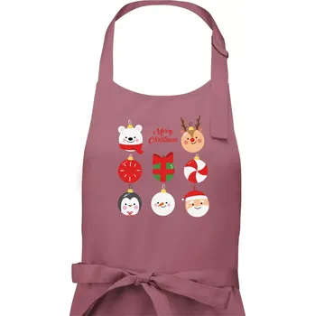 Kuchyňská zástěra Vánoční koule - Dámská zástěra na vaření - Univerzální velikost ( Starorůžová )