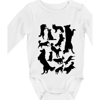 Kojenecký body Border kolie siluety - Body kojenecké s dlouhým rukávem - Dlouhý r. do 3 měs ( Bílá )