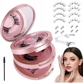 Péče o řasy a obočí MAGNETICKÉ UMĚLÉ ŘASY SADA 8 PÁRŮ opakovaně použitelné + Pinzeta ZRCÁTKO