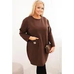 Kesi Dámské šaty 1965 Plus Size s kapsou a 3/4 rukávem Barva: Hnědá, Velikost: UNI