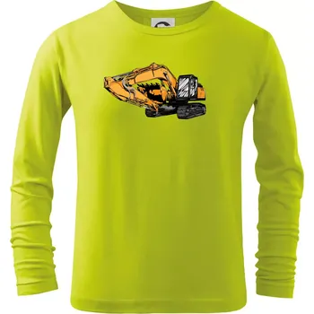 Chlapecké tričko Žlutý bagr z boku - Triko dětské Long Sleeve - 146 cm/10 let ( Limetková )