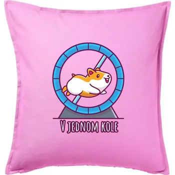 Polštář Křeček v jednom kole - Polštář 50x50 - 50x50 - Pouze potah ( Růžová )