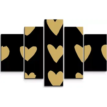 Obraz Sablio Obraz - 5-dílný Zlatá srdíčka - 125x90 cm