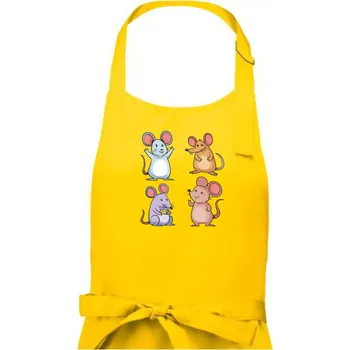 Kuchyňská zástěra Barevné myši - Dámská zástěra na vaření - Univerzální velikost ( Žlutá )