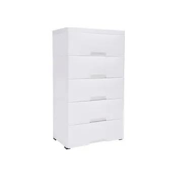 Úložný box Plastový regál s košíky, úložný box na hračky, skříňka se zásuvkami, 5 polic