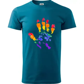 LGBT hand print - Klasické pánské triko vyšší gramáže - 3XL ( Petrolejová )