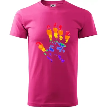 Pánská móda LGBT hand print - Klasické pánské triko vyšší gramáže - XL ( Purpurová )