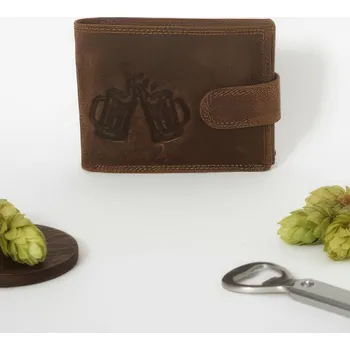 Peněženka Pánská kožená peněženka vzor pivo, VELIKOST UNI