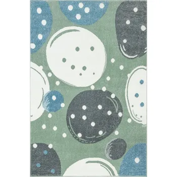 Koberec KOBEREC DĚTSKÝ MĚKKÝ ZELENÝ KRÉMOVÝ S PUNTÍKY DO POKOJE LIMA 140x190 cm