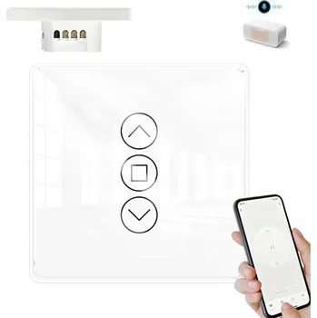 vypínač SKLENĚNÝ DOTYKOVÝ SPÍNAČ ŽALUZIÍ BÍLÝ, WIFI SPÍNAČ ROLET PRO TUYA