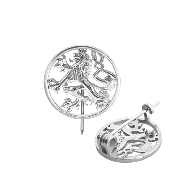 Souprava šperků MINET Stříbrná brož ČESKÝ LEV v kroužku