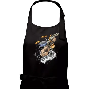 Kuchyňská zástěra Hudební nástroje v notách - Dámská zástěra na vaření - Univerzální velikost ( Černá )