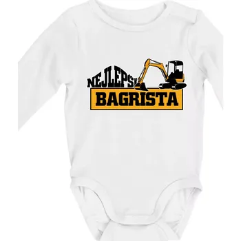 Kojenecký body Nejlepší bagrista minibagr - Body kojenecké s dlouhým rukávem - Dlouhý r. do 3 měs ( Bílá )