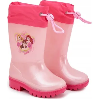 Dívčí holínky HOLÍNKY PRO DÍVKY S MOTIVEM PRINCEZEN STAHOVACÍ RŮŽOVÉ 28/29