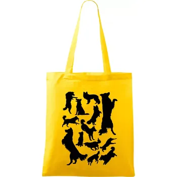 Border kolie siluety - Taška bavlněná - 42 x 38 cm ( Žlutá )