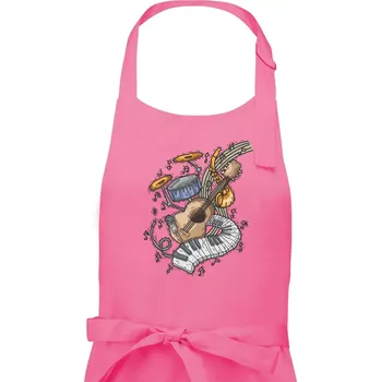 Kuchyňská zástěra Hudební nástroje v notách - Pánská zástěra na vaření - Univerzální velikost ( Růžová )