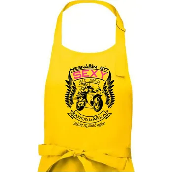 Kuchyňská zástěra Nesnáším být sexy - motorkářka (motorka) - Dámská zástěra na vaření - Univerzální velikost ( Žlutá )