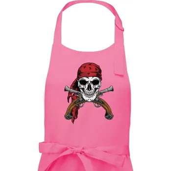 Kuchyňská zástěra Pirát s bambitkou - Pánská zástěra na vaření - Univerzální velikost ( Růžová )
