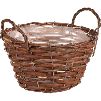 Stojan na květiny Koš proutěný - kulatý, vel. S, barva hnědá - PRN2017-S