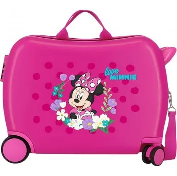 JOUMMABAGS Dětský kufřík odrážedlo na kolečkách Minnie Golden days fuchsia MAXI 50 x 38 x 20